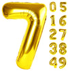 Gold Number 7 Birthday Balloon 40 Inch, Digital Balloons For 7 17 27 70 73 77 Party Celebration Decorations Supplies, Mylar Foil