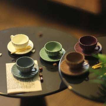 5 Set Dollhouse Miniature Coffee Cups Miniature Dollhouse Accessories 15 Pieces Mini Coffee Cup Plate Spoon For Mini Kitchen Acc