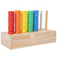 Clovrix Early Learning Rainbow Disc Sorter Natural Wood Wooden Stacker Painted Finish Counting Rings Polished Rounded, Ring Sort