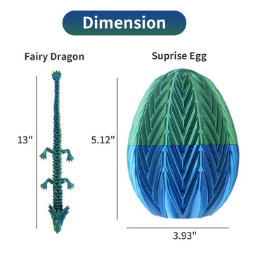 Cucue 3D Printed Dragon Egg - 3D Fidget Dragon Toy With Surprise Energy Stone Inside - Articulated Dragon - Flexible Joint Parts