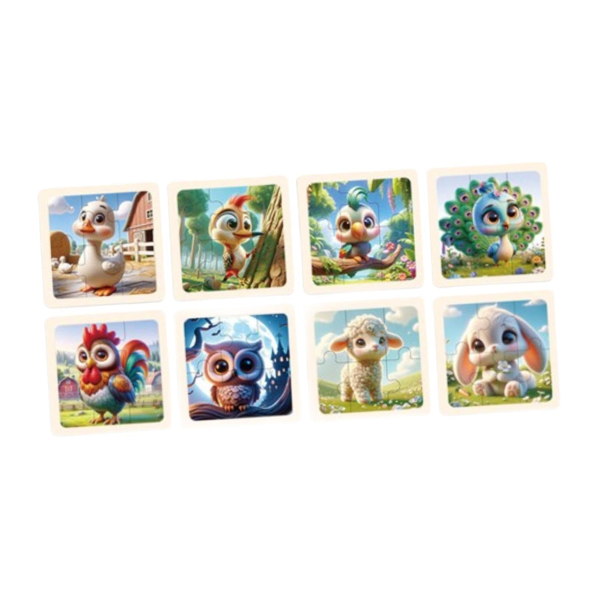 THE STYLE SUTRA 8Pcs Wooden Jigsaw Puzzle Cute Children Beginner Puzzle Set Shapes Preschool Animal Puzzle