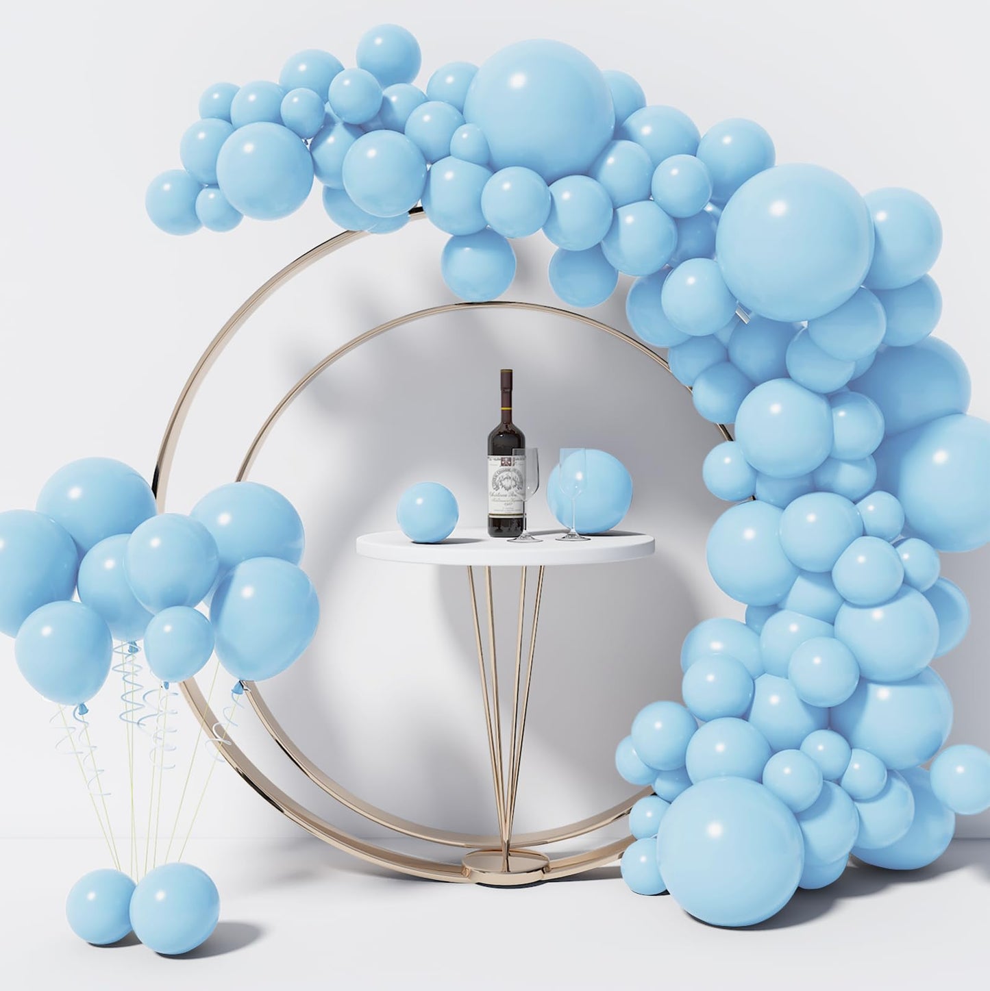 Lunoku 130Pcs Pastel Blue Balloons Different Sizes 18'' 12'' 10'' 5'' Balloon Garland Arch Kit Perfect For Birthday Party, Gradu
