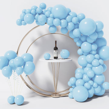Lunoku 130Pcs Pastel Blue Balloons Different Sizes 18'' 12'' 10'' 5'' Balloon Garland Arch Kit Perfect For Birthday Party, Gradu