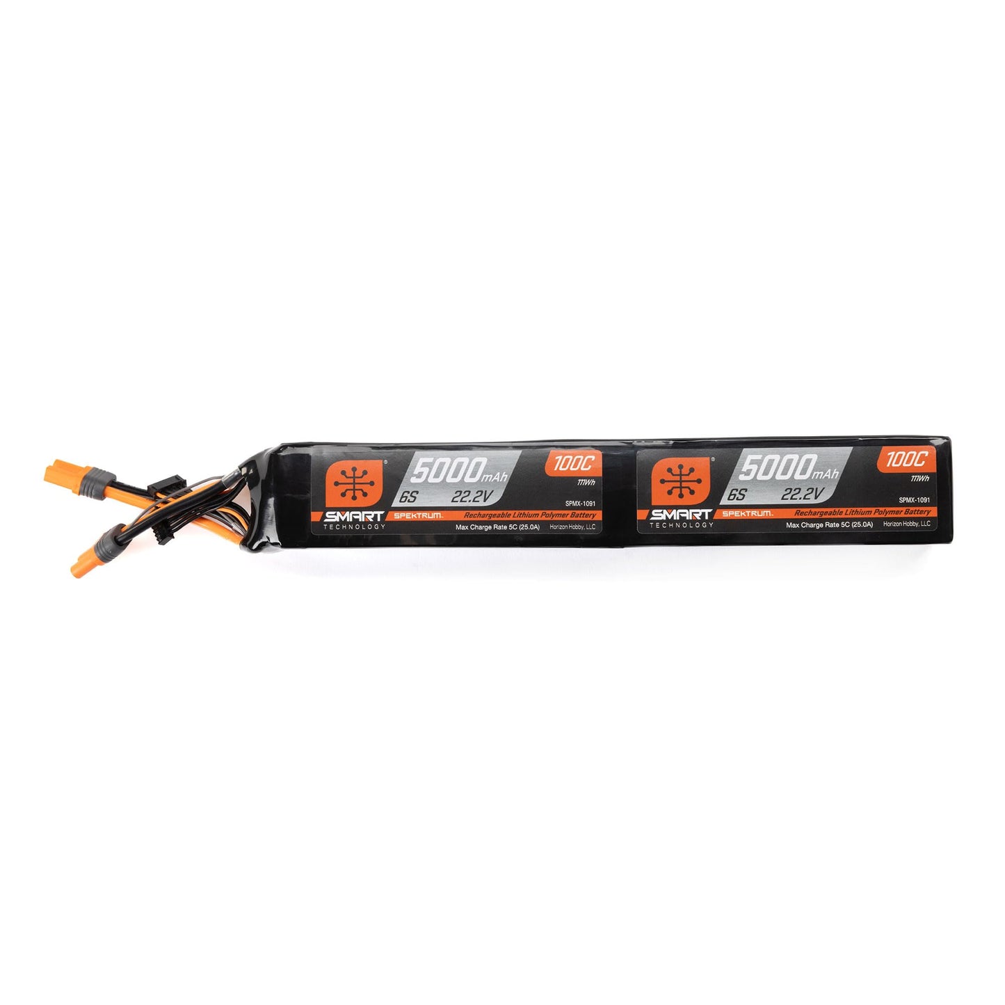 Spektrum Accessories 22.2V 5000mAh 6S X2 100C Smart LiPo Battery: Dual IC5, SPMX-1091