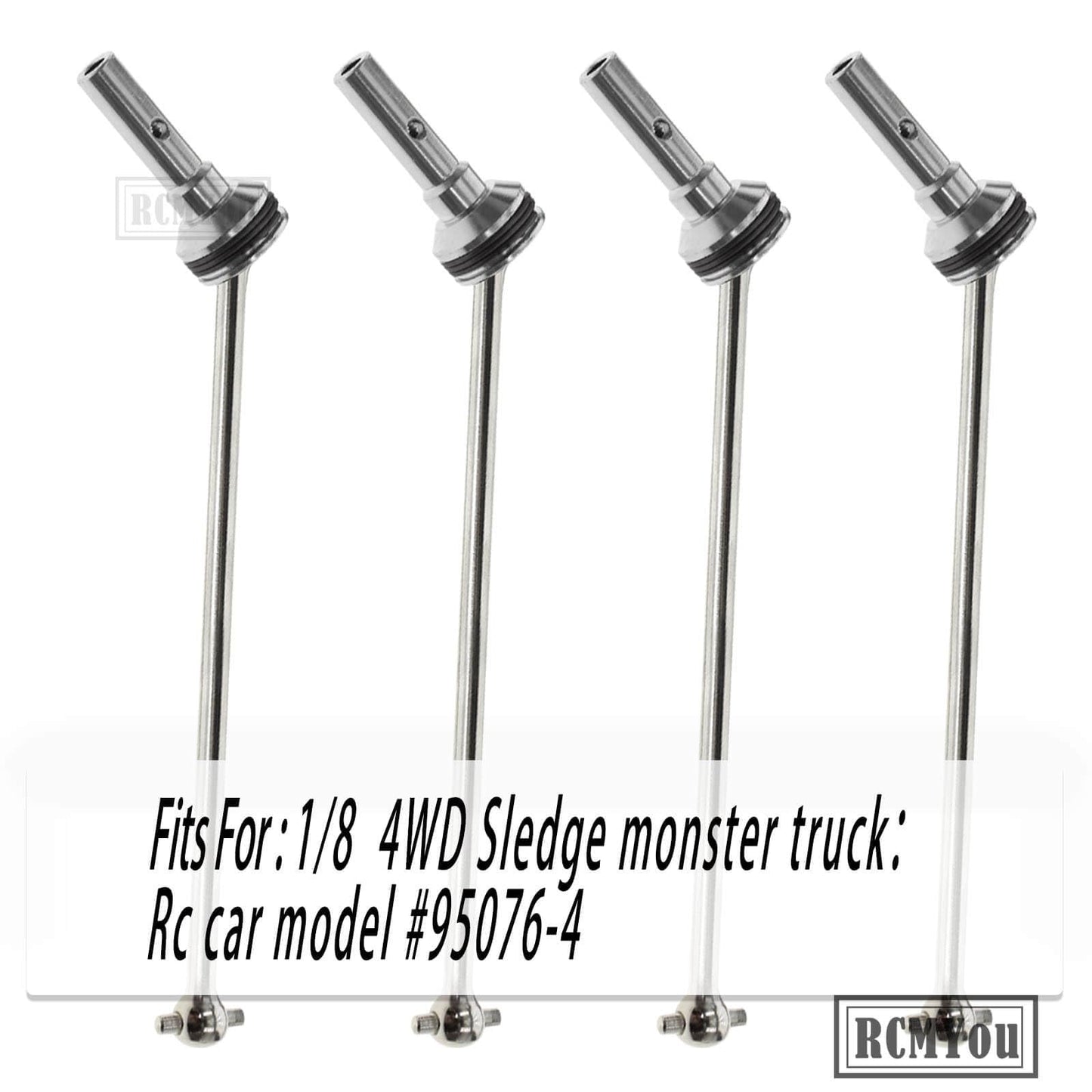 RCMYou RC Drive Shaft CVD Upgrades Part for 1/8 Sledge 4WD #95076-4, 4pcs Front Rear Harden Steel #45 Hops Up for 1/8 4WD Sledge