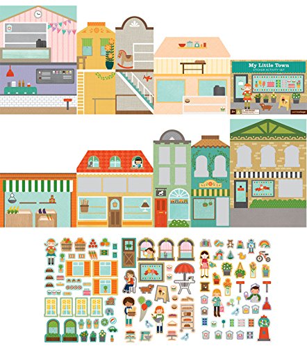 Petit Collage Sticker Activity Book, My Little Town - Giant Fold Out Sticker Book for Kids, Includes Over 100 Reusable Stickers