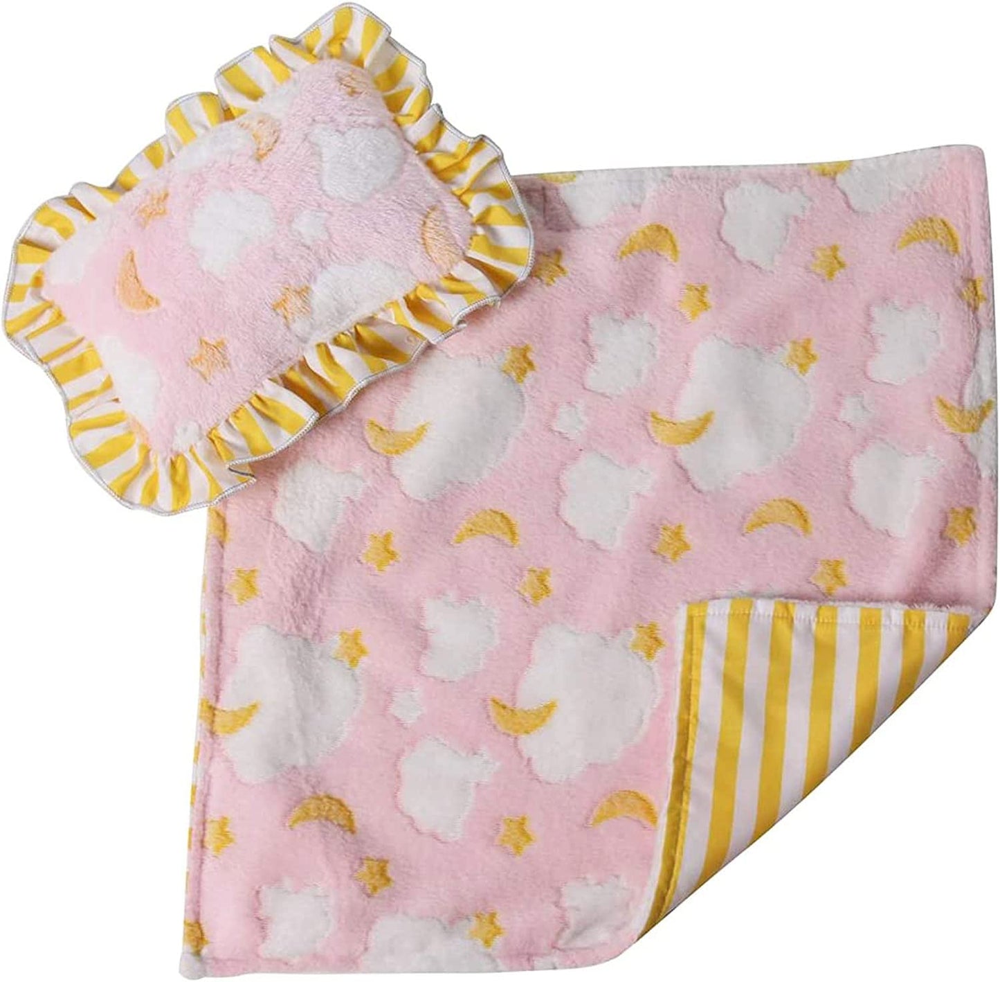 Baby Whitney Pink Clouds Doll Blanket & Pillow - Cotton, Pink, Model 79960