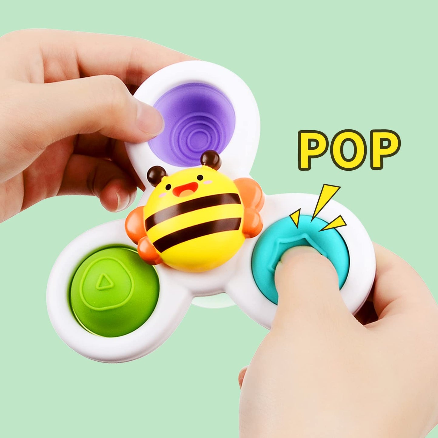 Alasou 3Pcs Pop Up Suction Cup Spinner Toys For 1 Year Old Boy Girl|Novelty Spinning Tops Toddler Toys Age 1-2|Sensory Baby Bath Toys For Toddlers 1-3|6 12 18 Months Boy Birthday Gift For Infant
