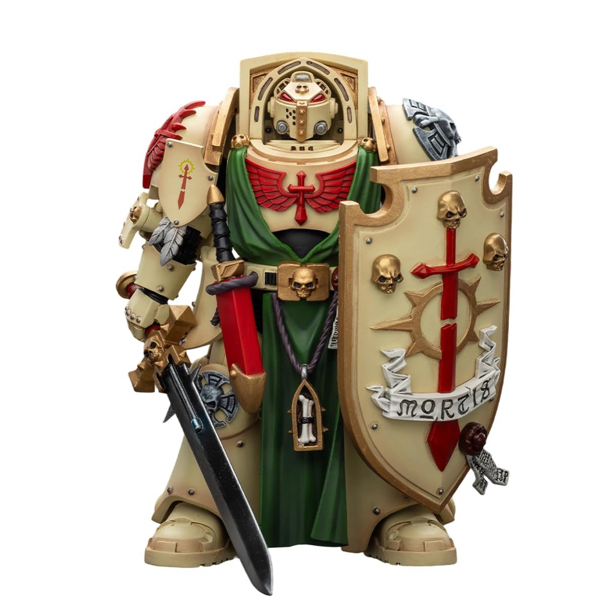 JOYTOY Warhammer 40 000 1/18 Action Figure Dark Angels Deathwing Knight 3 with Power decorative replica blade and Storm Shield Collection Models Birthday Gifts 15Age+