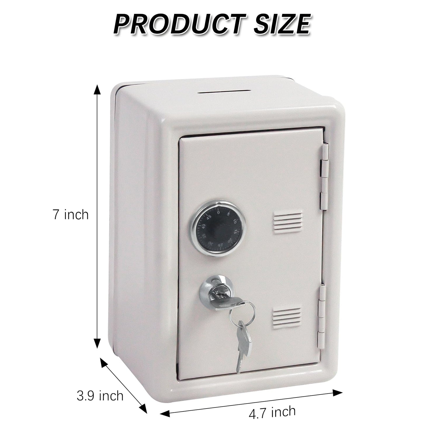 Kids' Mkid Safe Piggy Bank, Metal Safe With Key, Money Saving Box For Children, Boys Girls Best Giftoney Banks (White, One Size)