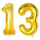 Flyloons 13 number Golden Foil Balloon 16 inch Size Birthday Decoration Items Pack of 2 | 13th Year Balloons | Thirteen