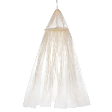 Minamzee Dollhouse Bed Curtain, 1/12 Miniature Bedroom Accessories, Dollhouse Furniture Curtain Decor(Beige)