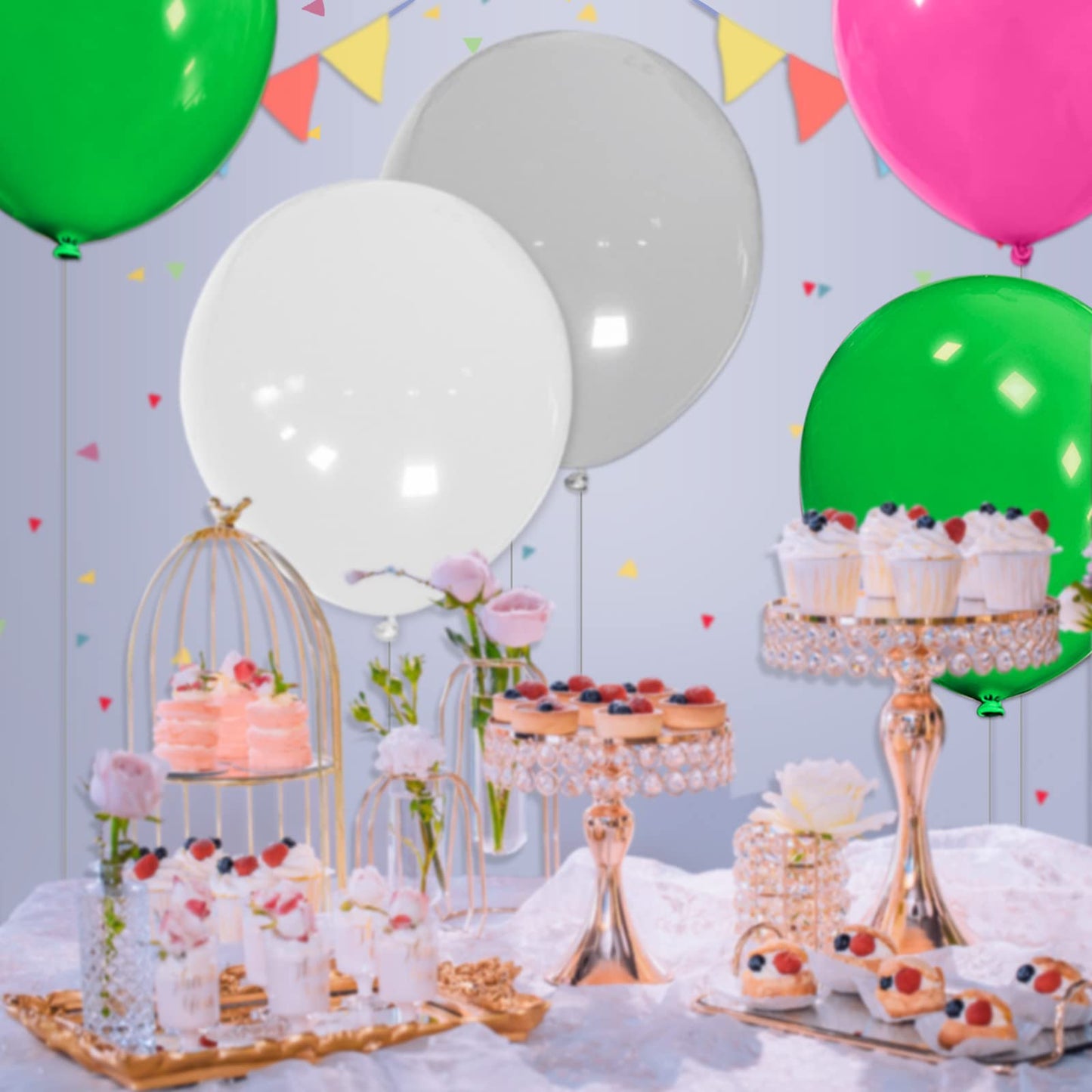 32Pcs Green Big Balloons 18 Inch, Round Large Latex Party Balloons For Birthday Wedding Decorations. (Dark Green)