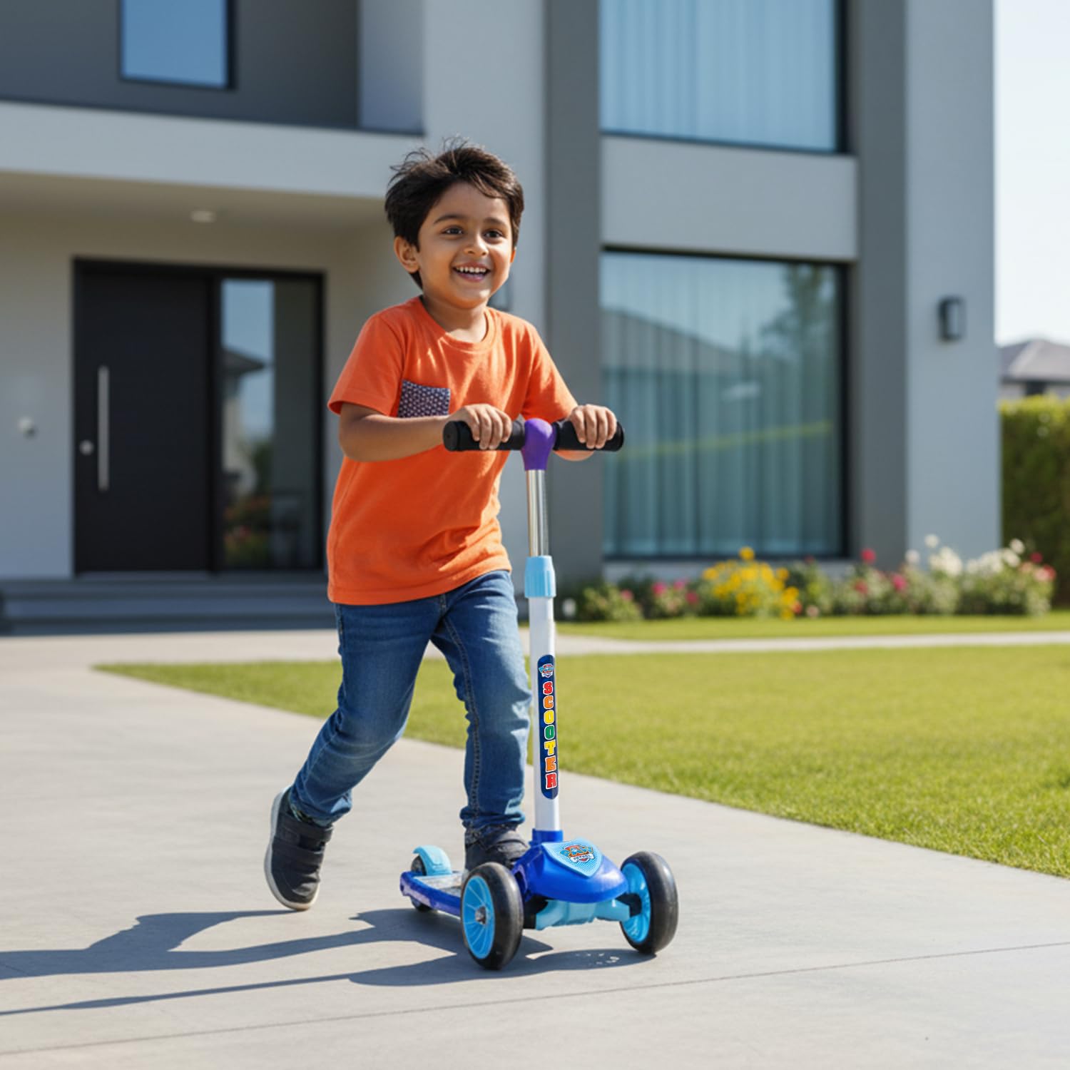 Toyzone Kids Kick Scooter  Foldable & Adjustable with Rear Brake, Skateboard Style  for Age 5+ Years, Toyzone Paw Patrol Kids 