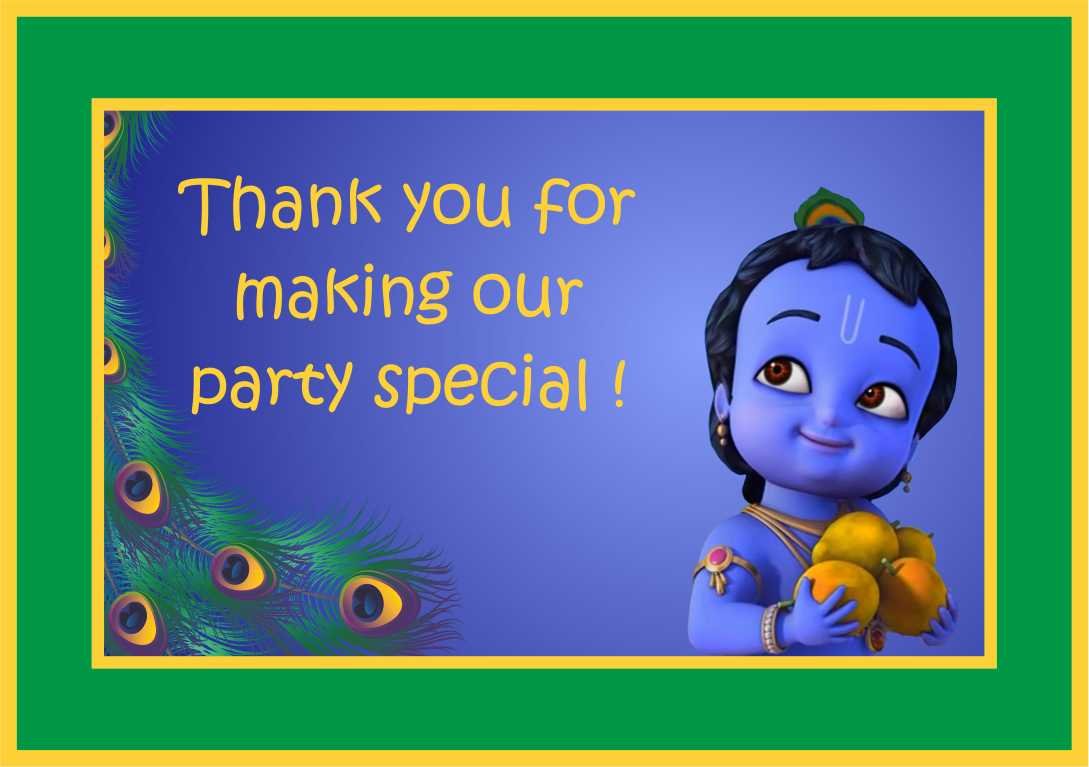 Untumble Krishna Themed Thank You Card(Set Of 20)