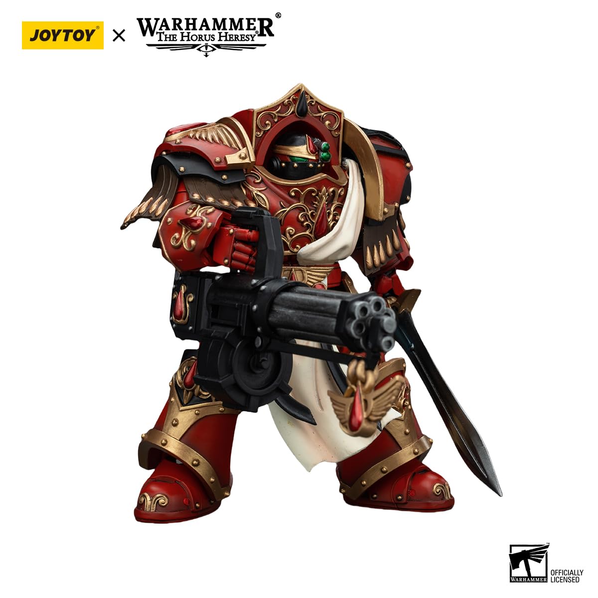 JOYTOY Warhammer The Horus Heresy Blood Angels Crimson Paladins Squad Crimson Paladin with Iliastus Assault Cannon, 1:18 Scale A