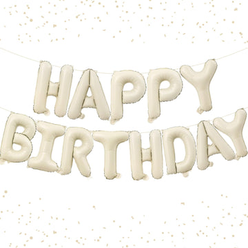 16 Inch Happy Birthday Balloon, White Sand Happy Birthday Balloons Banner Aluminum Foil Letters Balloons For Birthday Party Deco