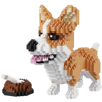 ISeeSee Mini Dog Building Blocks Pet Building Toy Bricks Micro Mini Blocks 3D Puzzle Building Blocks Set Toys Gifts for Kids or mature-themed (Corgi Dog Food 1380PCS)