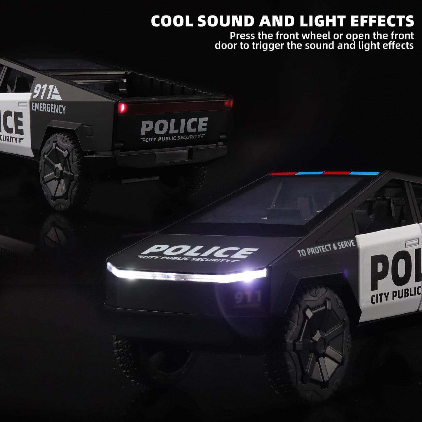 OANMYJJO Trucks for Boys Toy Pickup Truck 1/32 Police Car Toy,Police Cars for Kids Ages 3-5,Pull Back Metal Diecast Police Cars,