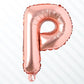 Flyloons Rose Gold P Alphabets Letter Foil Balloons Perfect For Birthday Decoration Items, Anniversary, Bachelorette, Wedding, F