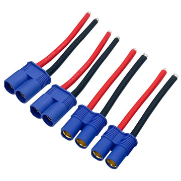 2Pairs EC8 Connector Male & Female Extension Cable with 10AWG 10cm Gauge Silicone Wire for RC Lipo Batteries Cars FPV Drones
