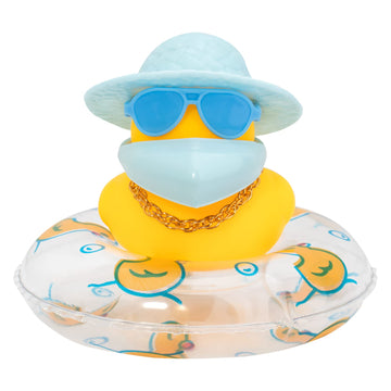 Wonuu Car Duck Rubber Duck Car Ornaments Duck Car Dashboard Decorations With Cute Headband Swim Ring Necklace Sunglasses, A-Blue Hat-Blue Glasses