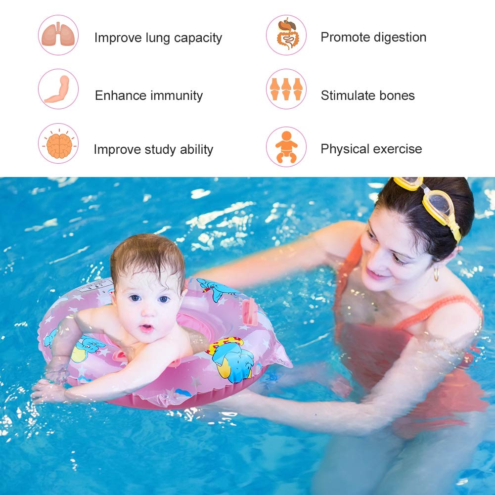 Walsai Baby Swimming Float  Inflatable Swimming Ring with Float Seat for 6 Months-6 Years Children (Pink)