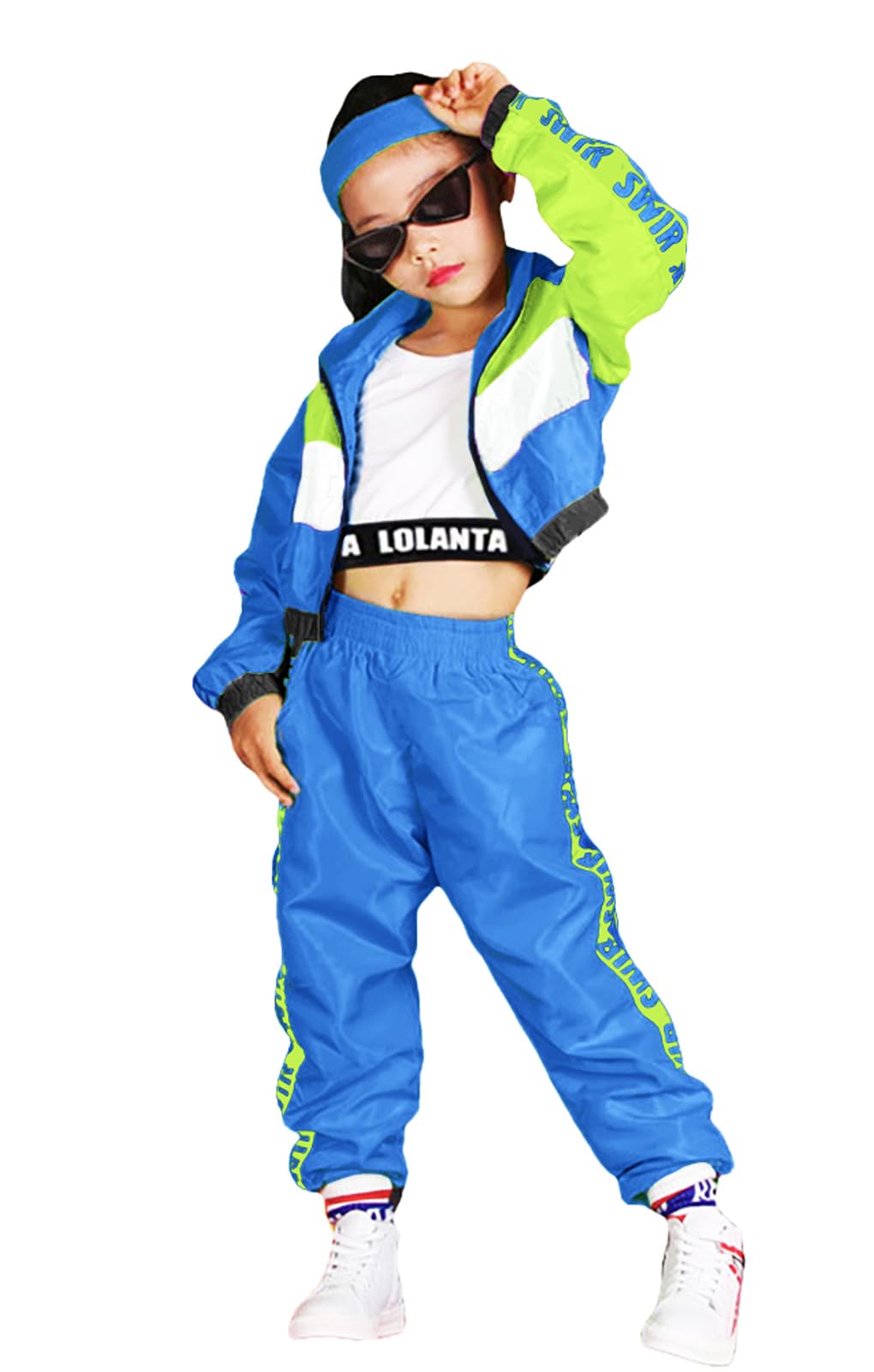 Lolanta Girls Hip Hop Outfits, Kids Dance Clothing Set, Modern Jazz Team Performance Costume, Girls Dance Wear Sets(14-16, Dark