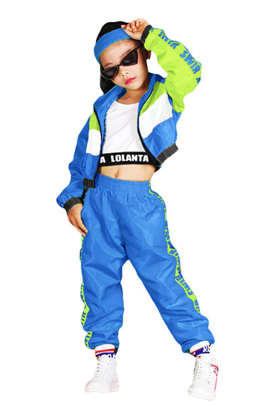 Lolanta Hip Hop Clothes Girls, Kids Dance Clothing Set, Modern Jazz Team Performance Costume, Girls Trousers Sets(12-13, Dark Bl