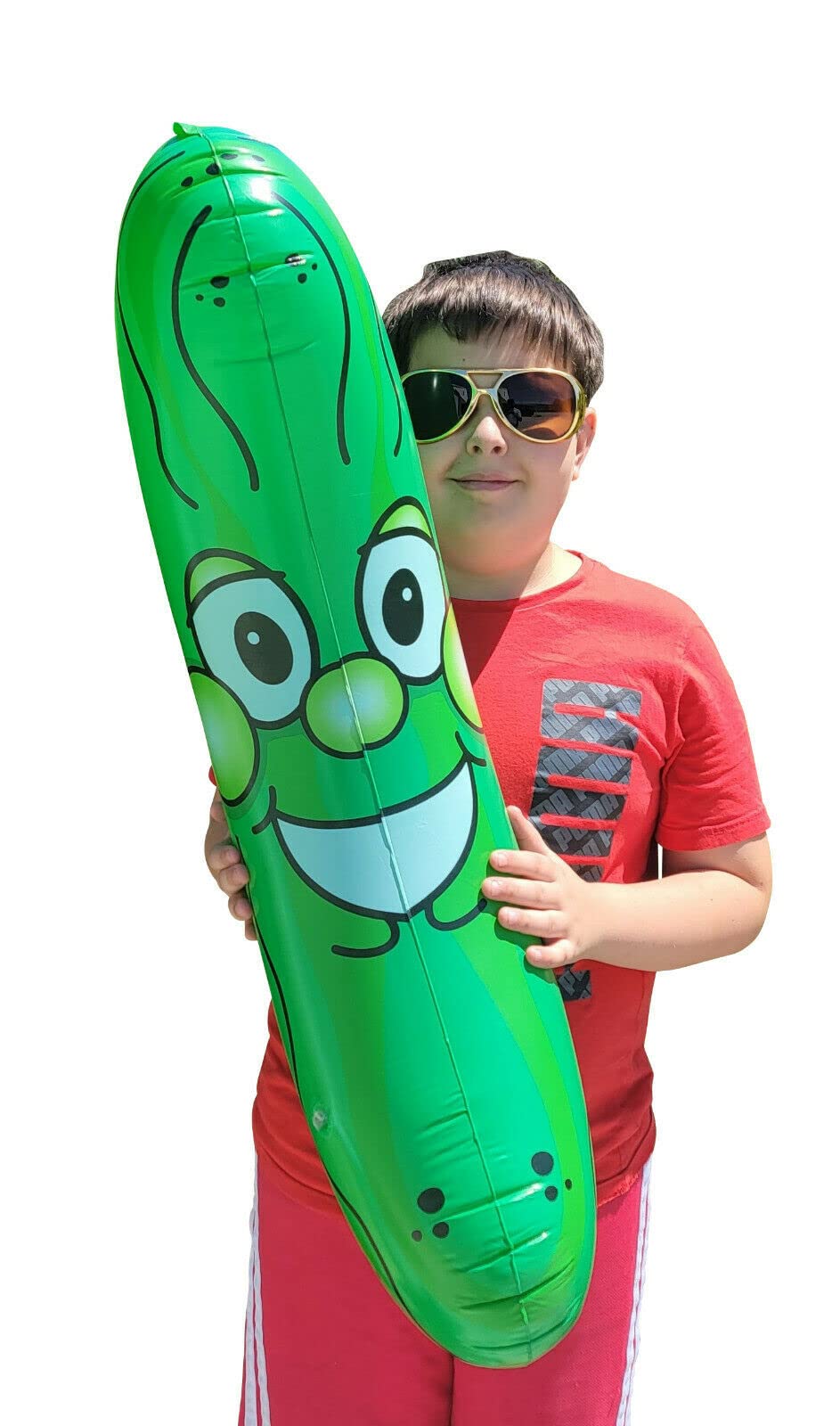Zugar Land Giant Jumbo 36" Green Inflatable Smiling Pickle Head Vinyl Beach Pool Float, Large Prank Decoration, Model PIKL