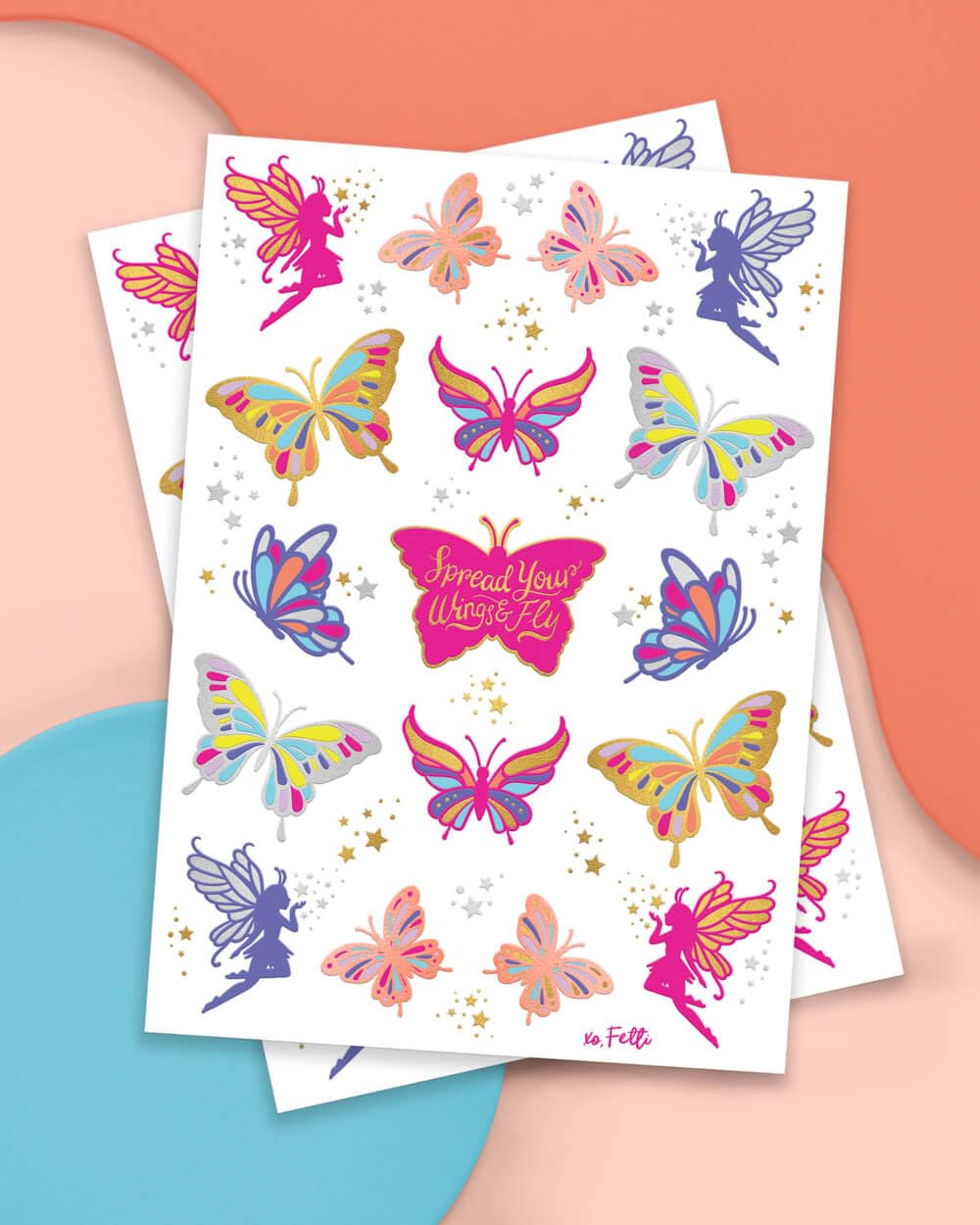 xo, Fetti Butterfly Tattoos for Kids - 34 Glitter styles  Birthday Party Supplies, Butterfly Party Favors + Fairy Decor