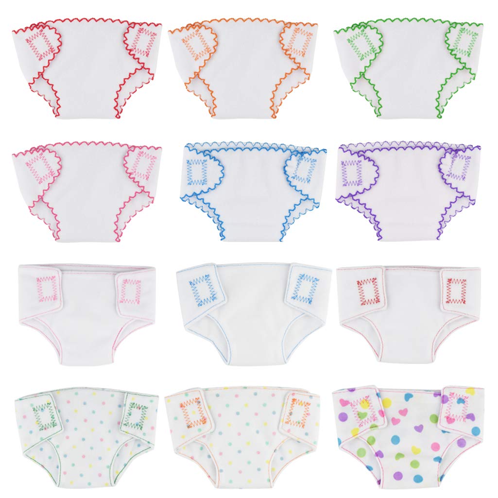 Dxhycc 12 Pack Doll Diapers Doll Underwear For 14-18 Inch Baby Dolls Clothes Accessories
