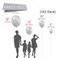 Partywoo Pastel Gray Balloons, 142 Pcs Pale Gray Balloons Different Sizes Pack Of 18 Inch 12 Inch 10 Inch 5 Inch Gray Balloons For Balloon Garland Balloon Arch As Birthday Party Decorations, Gray-Y76