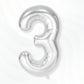 Flyloons 3 number Silver Foil Balloon 16 inch Size For Boys Girls Birthday Decoration Items 3rd Year Balloons Set Three