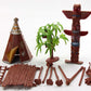 21 Pcs Plastic Indian Figures Playset Toy Native American Figures with Horse, Tent, Totem etc. Wild West Cowboy Miniature Kit Gr