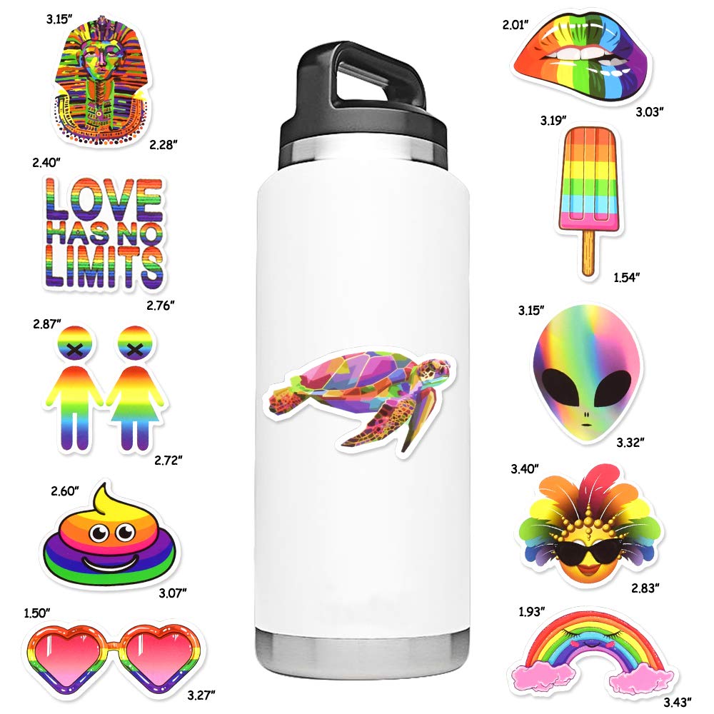 SUSIHI Rainbow Vinyl Stickers Set - 50 Pcs for Water Bottles & Laptops - Durable PVC LGBTQ Pride Design