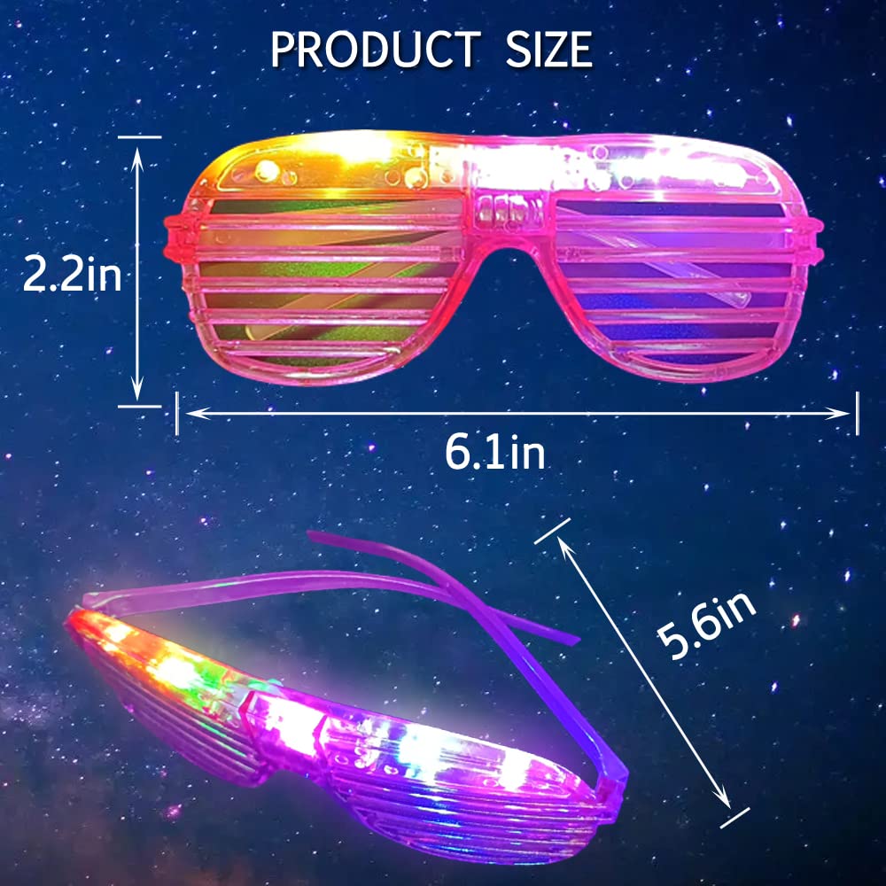 Batweet 60 Pcs Glow In The Dark Glasses, 6 Colors Led Glasses Bulk Party Supplies For Kids And Adults, Glow Neon Party Favors To
