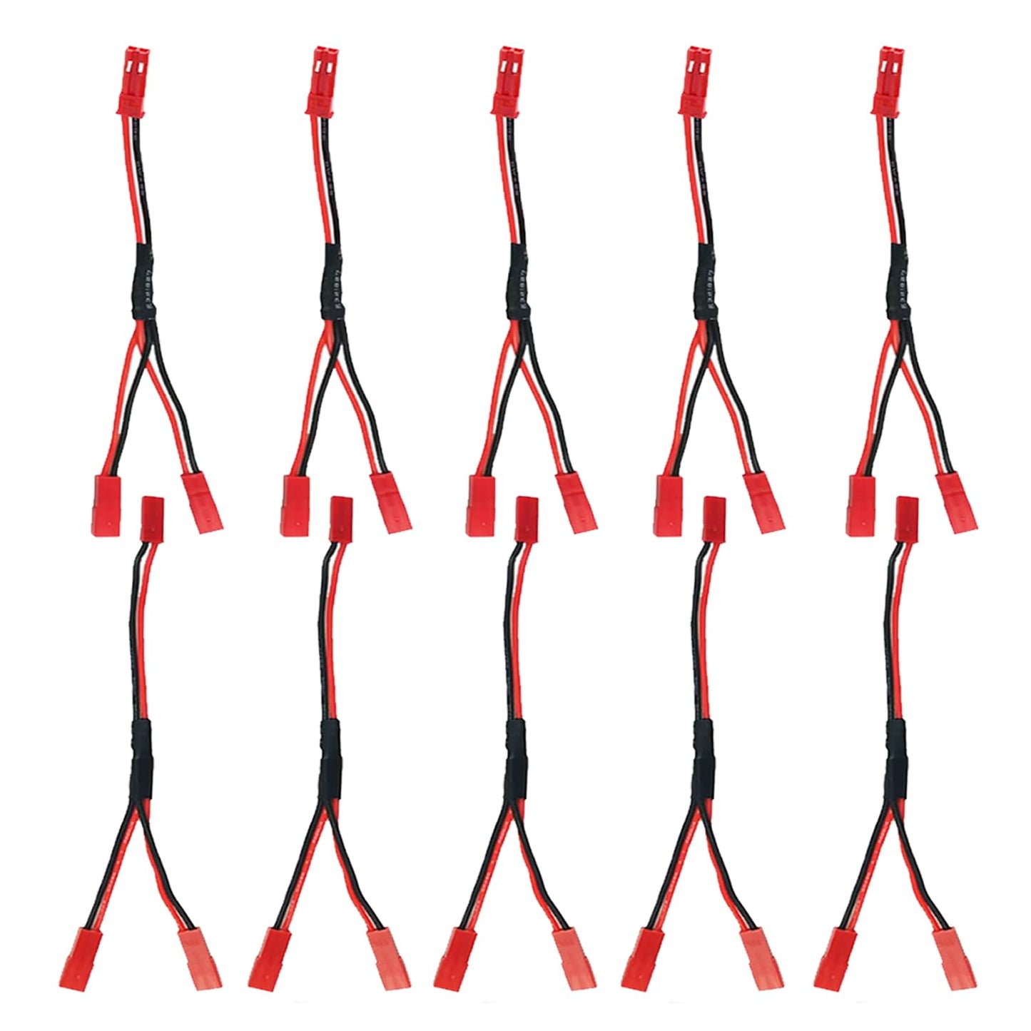 AEDIKO 10pcs JST Plug Splitter Cable 1 JST Male Female to 2 JST Female Y Parallel Cable Harness Wire Compatible with Traxxas Coo