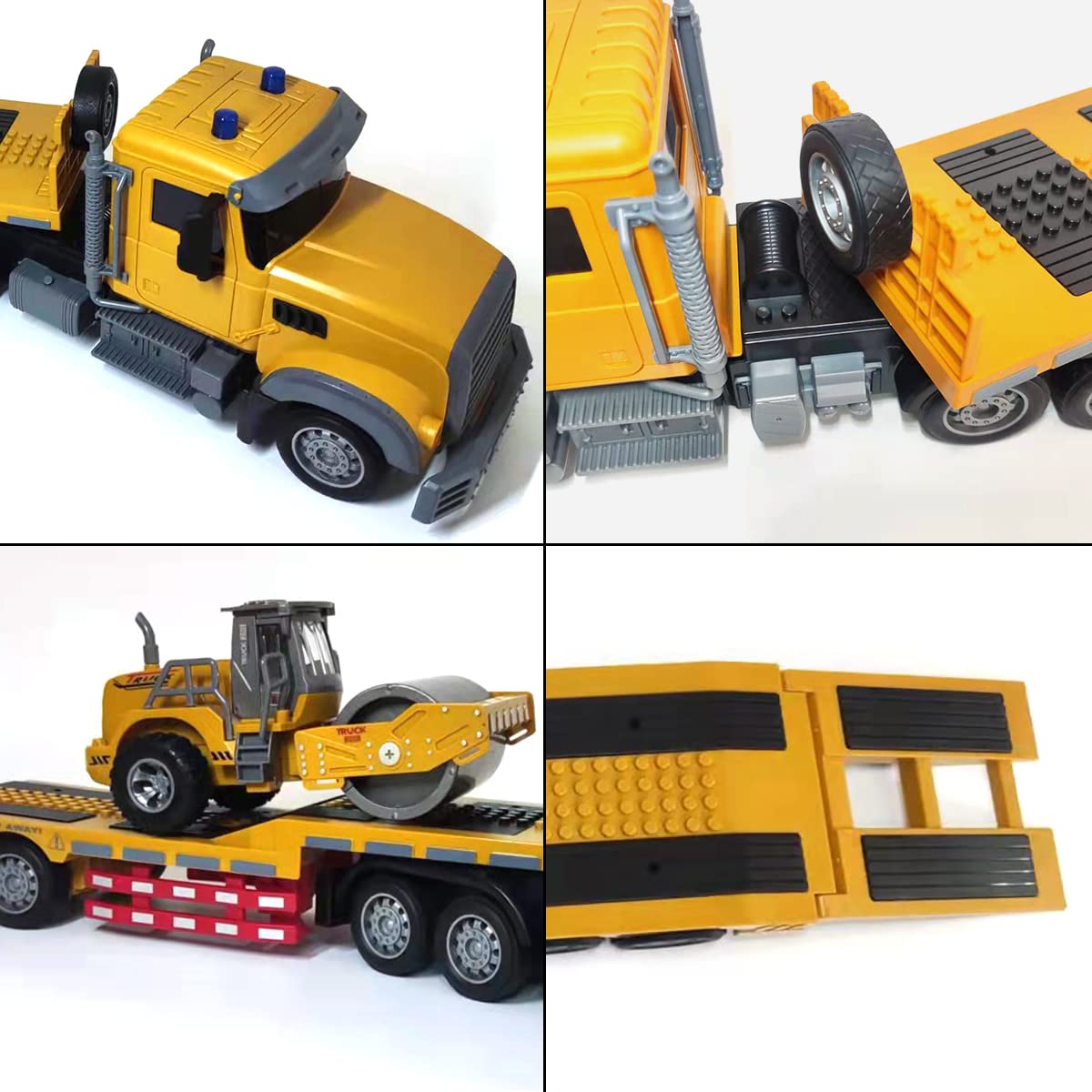 Remote Control Semi Truck Toy For Kids - 1:24 RC Semi-trailer Engineering Tractor With Sound And Lights, Trailer Truck Toy With