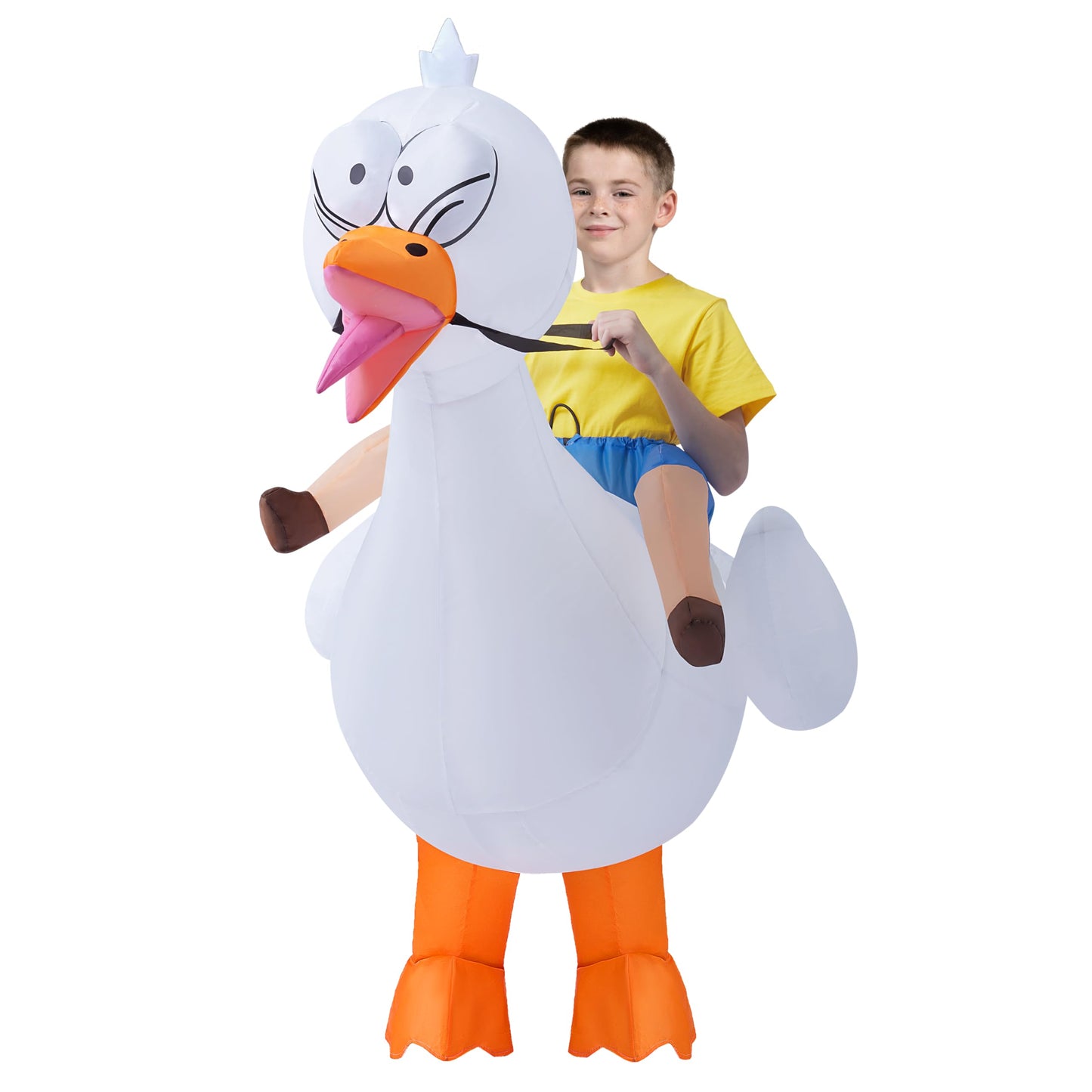Spooktacular Creations Kids Halloween Inflatable Costume, Riding On A Goose Blow Up Costume Boys, White Goose Inflatable Suit For Halloween Costume Party Halloween Themed Parties