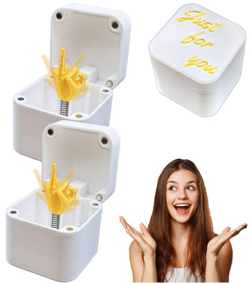 Surprise Finger In A Box,Funny Christmas Gag Gifts For Adults,Perfect Spoof Hand Prank Pop Up Gift With Box For Men (White, 2Pcs