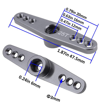 2-Pack Metal 25T Servo Horn Steering Arms M3 Thread for Futaba Savox Power HD HSP MG995 MG996 Servo Motor