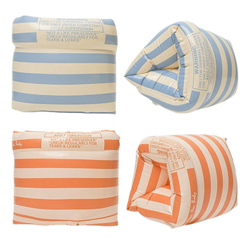 2-4 Pack Arm Floaties for Kids mature-themed - Vintage Striped Inflatable PVC Swimming Rings Pool Floats Arm Bands for Kids mature-themed Toddlers Children 3-5-6-12 Years (Blue+Orange)