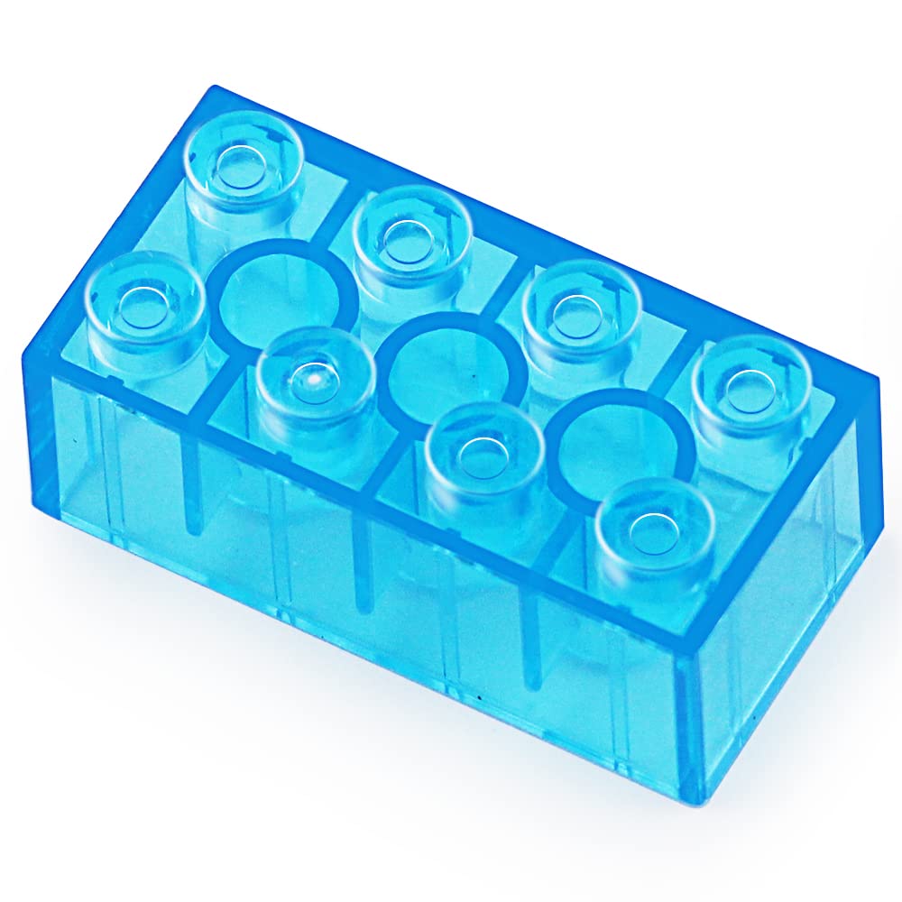 Feleph 100Pcs 2X4 Bricks Trans-Medium Blue Pieces Parts Building Kit Creative Play Set Blocks Classic Toy Accessories Compatible