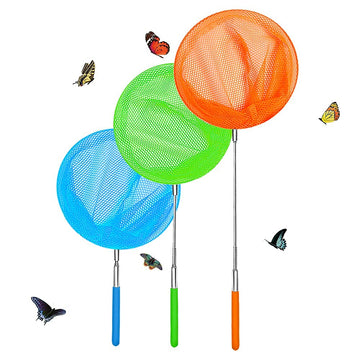 Skrtuan Kids Telescopic Butterfly Fishing Nets Great For Catching Insect Net Perfect Outdoor Tools For Catching Bugs Fish Insect Ladybird, Extendable 34 Inches And Anti Slip Grip (3 Pack)