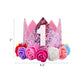 ipalmay Baby Princess Glitter Pink Crown, 1st Birthday Party Hat Pink with Mix Rainbow Color Flowers