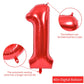 Toniful 40 Inch Red Large Numbers Balloons 0-9, Number 1 Digital 1 Helium Balloons, Foil Mylar Big Number Balloons For Birthday