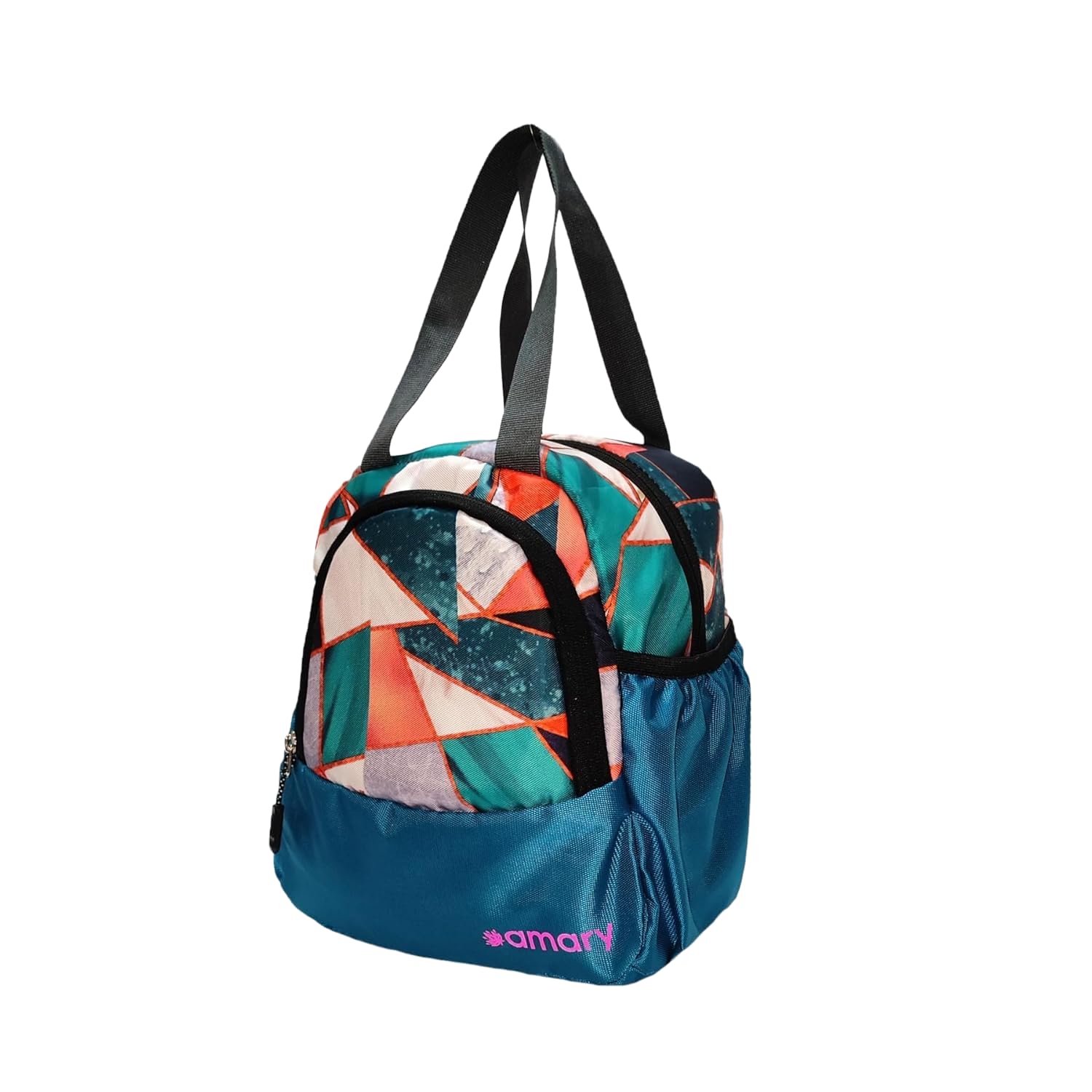 Amary Lunch Bag With Front Pocket & Bottle Holder | Water-Repellent, Durable Zipper & Stitching | Spacious Tiffin & Multipurpose