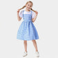 Addacos Girls Blue Plaid Costume Halloween Dress Up Outfits With Accessories (Blue, 120 (4-5T))