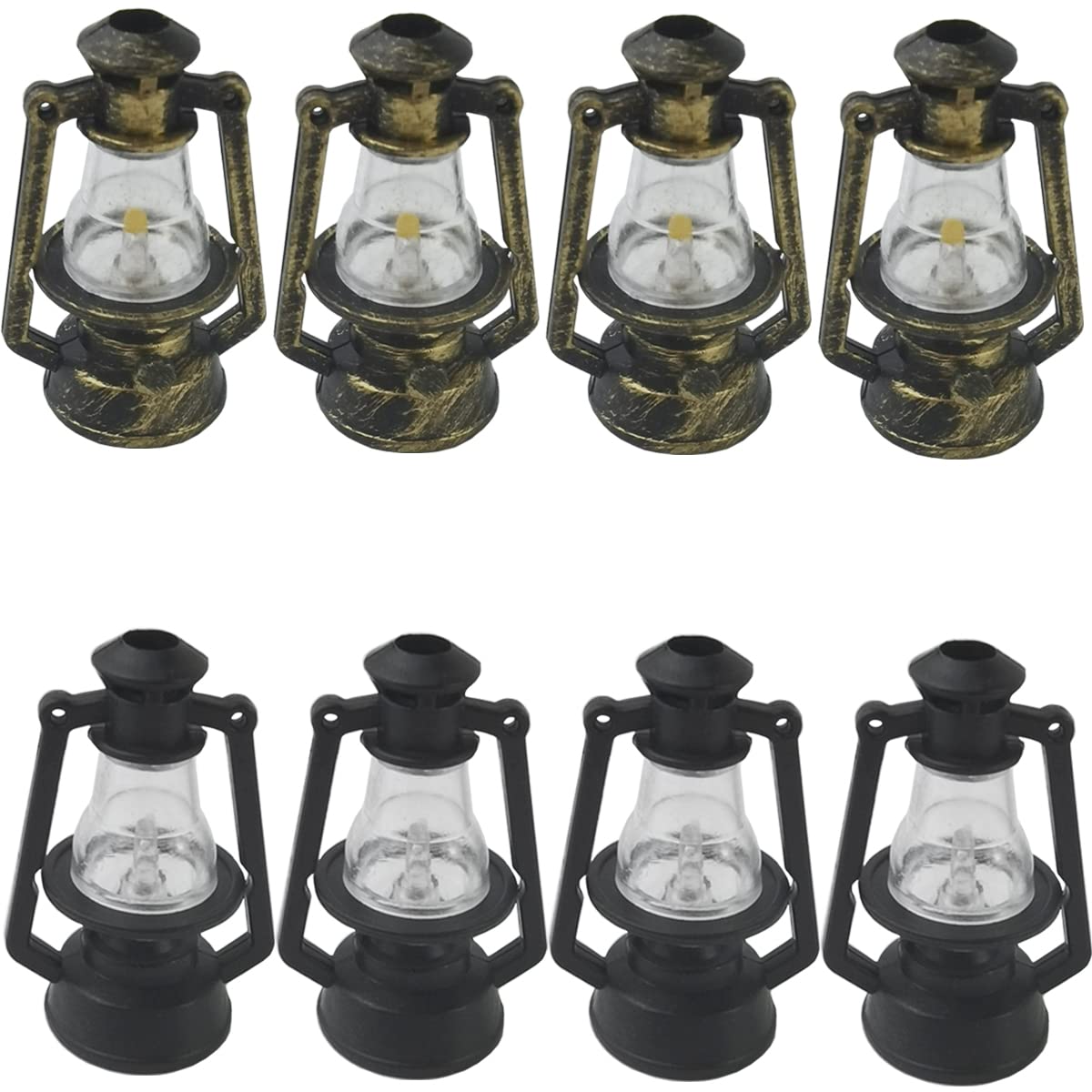 Nsbell 8Pcs Dollhouse Miniature Lantern Dummy Kerosene Lamp Light Dollhouse Miniature Supplies Resin Craft For Room Plants Pot Garden Dollhouse